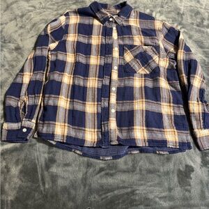 Aerie Plaid Button Down Shirt Size Small Women’s Blue, Cream, tan